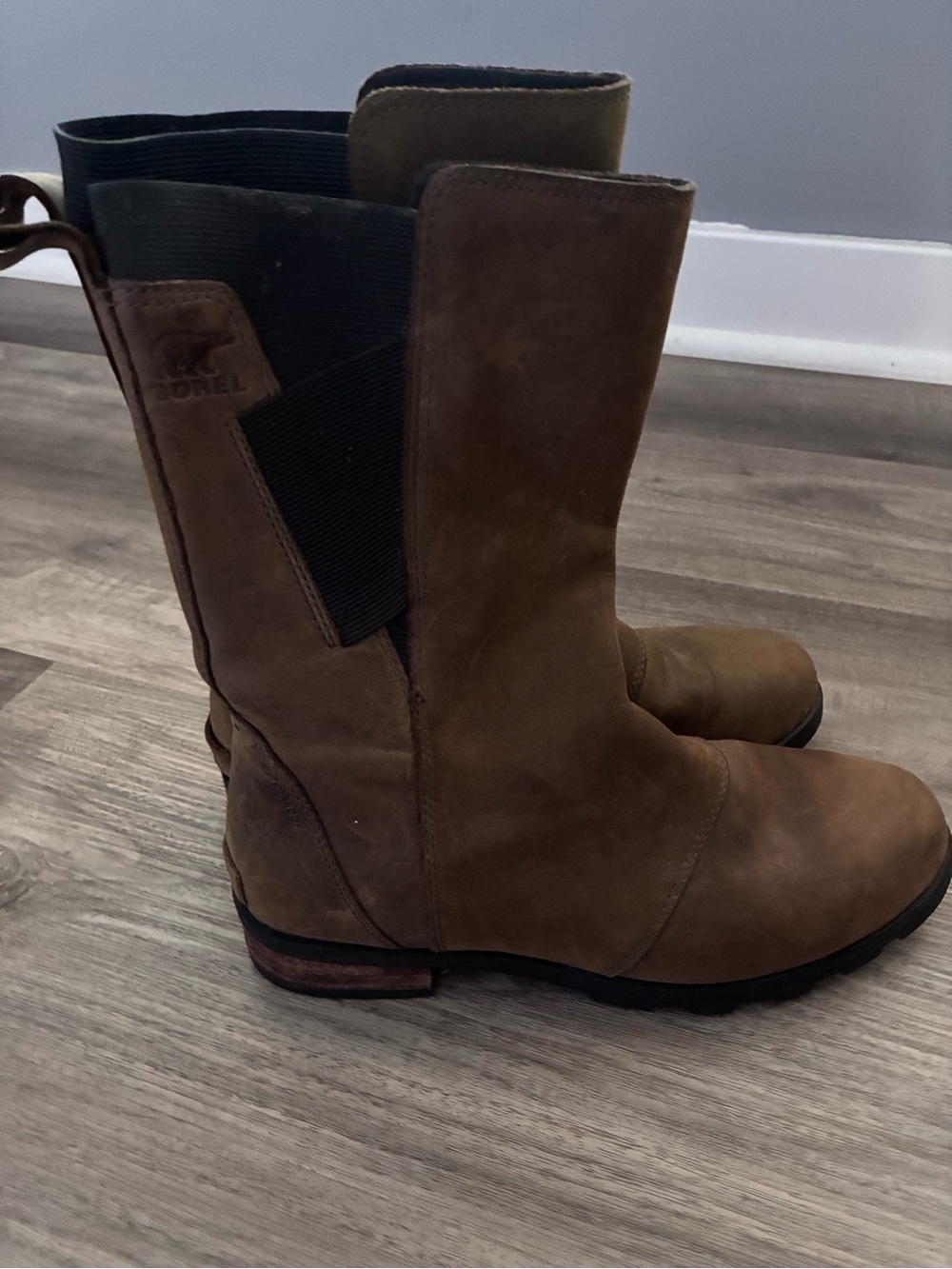 brown leather Sorel Women's Emelie Mid-Calf Boots
